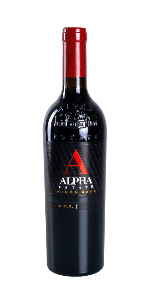 src:https://www.mygreekwine.de/media/62/c0/c9/1751285654/alpha estate-smx-rotwein-griechenland-etikett-vorne.png