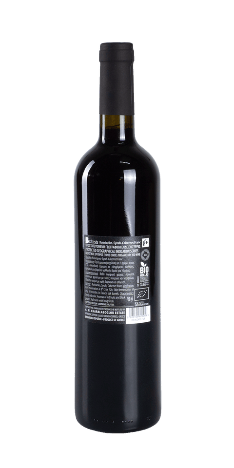 src:https://www.mygreekwine.de/media/ca/2d/04/1703175453/bstasis-cabernet franc-syrah-koiniariko-charalaboglou-serres-etikett-hinten.png
