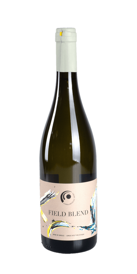 src:https://www.mygreekwine.de/media/6d/59/0f/1704370178/field blend-viognier-malvasia-sauvignon blanc-charalaboglou-serres-etikett-vorne.png
