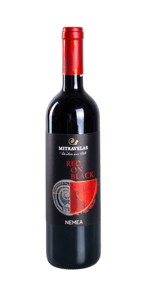 src:https://www.mygreekwine.de/media/44/b2/g0/1762252908/red on black-mitravelas estate-nemea-rotwein-etikett vorne.png