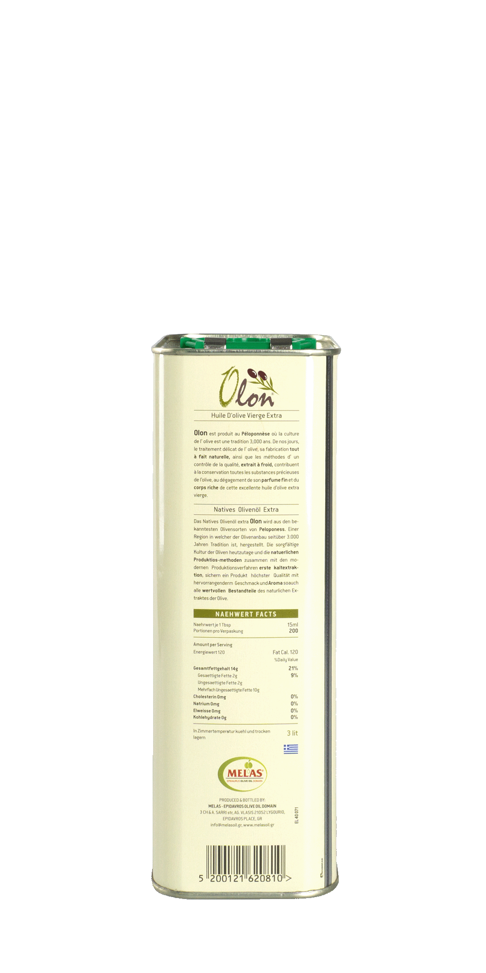 Melas Natives Olivenöl Extra Olon 3 l 